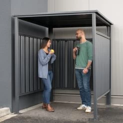 Abri à Vélos En Acier Thermolaqué Gris Anthracite 3,6m² Westmann -Abri De Jardin abri a velos en acier thermolaque gris anthracite 36m westmann 2