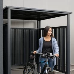 Abri à Vélos En Acier Thermolaqué Gris Anthracite 3,6m² Westmann -Abri De Jardin abri a velos en acier thermolaque gris anthracite 36m westmann 4