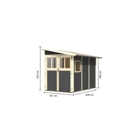 Abri Adossé En Bois Vitrifié Gris 4,85m² Wandlitz 3 - Karibu -Abri De Jardin abri adosse en bois vitrifie gris 485m wandlitz 3 karibu 2