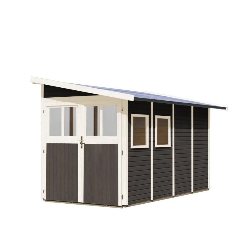 Abri De Jardin Adossé En Bois Vitrifié Gris 6,26m² Wandlitz 4 - Karibu 5 Abri De Jardin Adossé En Bois Vitrifié Gris 6,26m² Wandlitz 4 - Karibu – Image 3