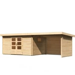 Abri De Jardin 11,49m² En Bois Massif 40mm Trittau 5 Avec Appentis 330cm, Paroi Arrière Et Latérale – Karibu -Abri De Jardin abri de jardin 1149m en bois massif 40mm trittau 5 avec appentis 330cm paroi arriere et laterale woodfeeling 2