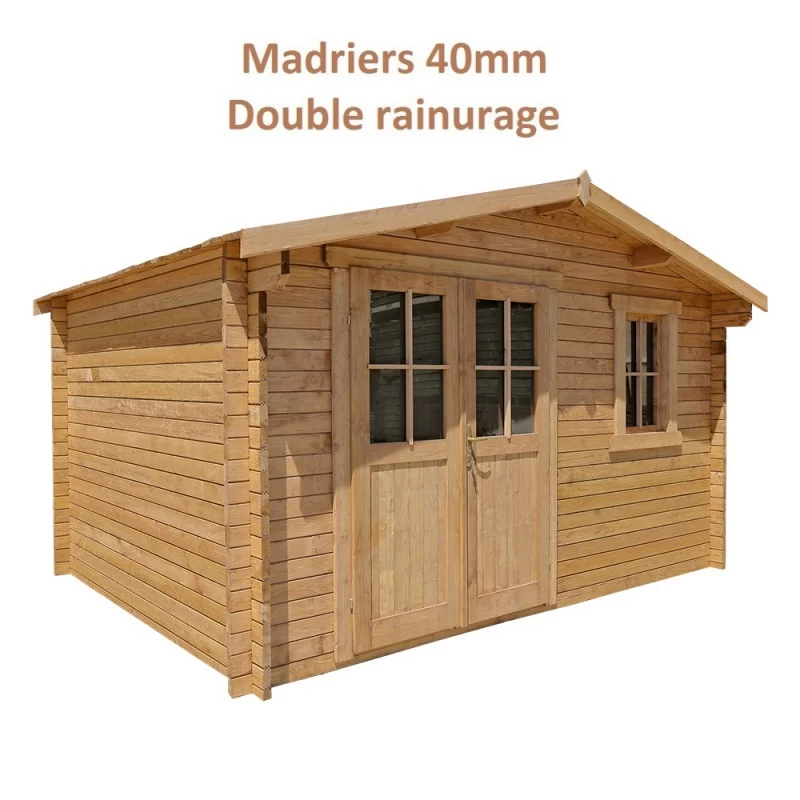 Abri De Jardin 12m² PLUS En Bois 40mm Traité Teinté Marron Gardy Shelter 4 Abri De Jardin 12m² PLUS En Bois 40mm Traité Teinté Marron Gardy Shelter – Image 2