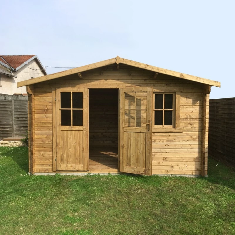 Abri De Jardin 12m² PLUS En Bois 40mm Traité Teinté Marron Gardy Shelter 5 Abri De Jardin 12m² PLUS En Bois 40mm Traité Teinté Marron Gardy Shelter – Image 3