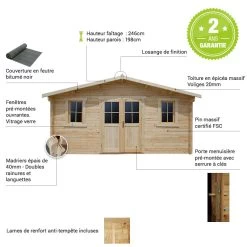 Abri De Jardin 16m² PLUS En Bois 40mm Brut Gardy Shelter -Abri De Jardin abri de jardin 16m plus en bois 40mm brut gardy shelter 5