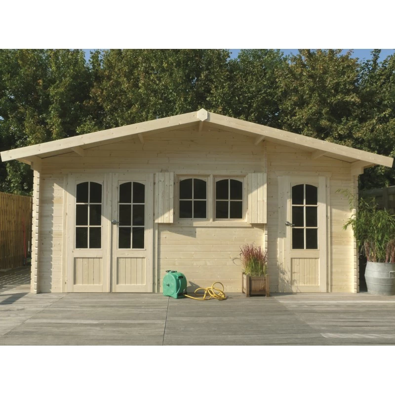 Abri De Jardin 22,04m² En Sapin Blanc FSC 40mm ROSTOCK + Shingles Rouges - SOLID 3 Abri De Jardin 22,04m² En Sapin Blanc FSC 40mm ROSTOCK + Shingles Rouges - SOLID