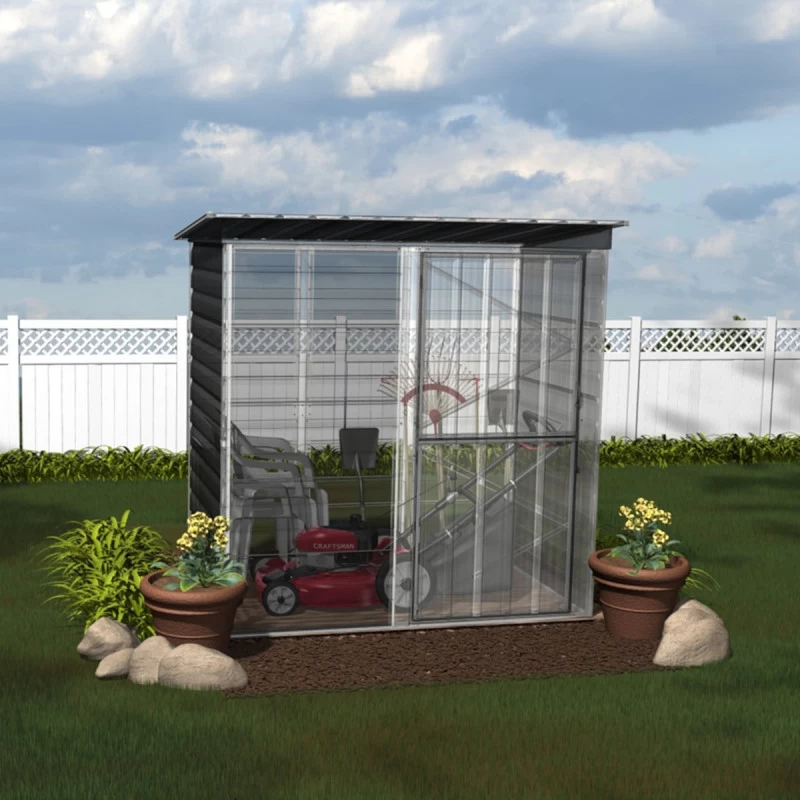 Abri De Jardin 2,35m² Monopente En Acier Galvanisé Anthracite Spacemaker 4 Abri De Jardin 2,35m² Monopente En Acier Galvanisé Anthracite Spacemaker – Image 2