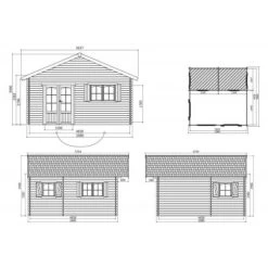 Abri De Jardin 25,81m² En Sapin Blanc FSC 40mm WEEKEND + Shingles Rouges - SOLID -Abri De Jardin abri de jardin 2581m en sapin blanc fsc 40mm weekend shingles rouges solid 2