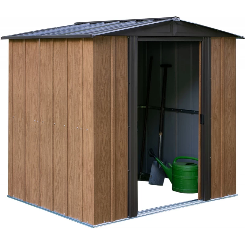 Abri De Jardin 2,93m² Toit Double Pente En Acier Galvanisé Aspect Bois Spacemaker 4 Abri De Jardin 2,93m² Toit Double Pente En Acier Galvanisé Aspect Bois Spacemaker – Image 2