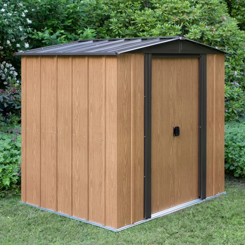 Abri De Jardin 2,93m² Toit Double Pente En Acier Galvanisé Aspect Bois Spacemaker 5 Abri De Jardin 2,93m² Toit Double Pente En Acier Galvanisé Aspect Bois Spacemaker – Image 3