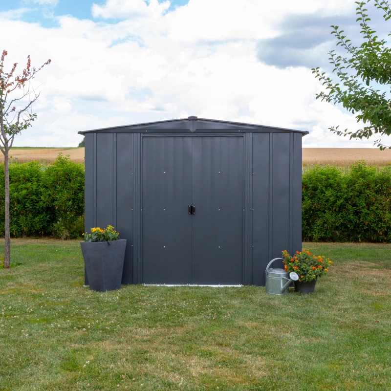 Abri De Jardin 3,65m² Toit Double Pente En Acier Galvanisé Anthracite Spacemaker 6 Abri De Jardin 3,65m² Toit Double Pente En Acier Galvanisé Anthracite Spacemaker – Image 4