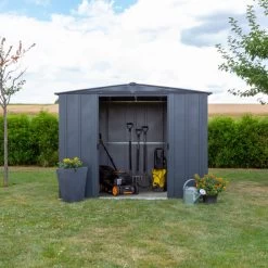 Abri De Jardin 3,65m² Toit Double Pente En Acier Galvanisé Anthracite Spacemaker 12 Abri De Jardin 3,65m² Toit Double Pente En Acier Galvanisé Anthracite Spacemaker -Abri De Jardin abri de jardin 365m toit double pente en acier galvanise anthracite spacemaker 4