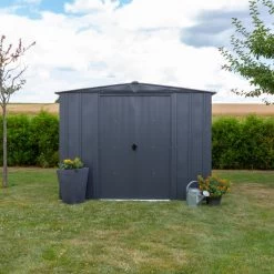 Abri De Jardin 4,58m² Toit Double Pente En Acier Galvanisé Anthracite Spacemaker 11 Abri De Jardin 4,58m² Toit Double Pente En Acier Galvanisé Anthracite Spacemaker -Abri De Jardin abri de jardin 458m toit double pente en acier galvanise anthracite spacemaker 3