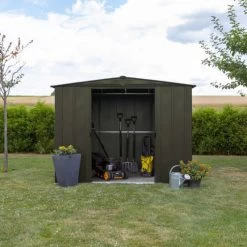 Abri De Jardin 4,58m² Toit Double Pente En Acier Galvanisé Noir Onyx Spacemaker -Abri De Jardin abri de jardin 458m toit double pente en acier galvanise noir onyx spacemaker 2