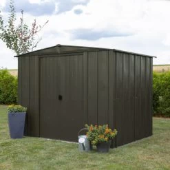 Abri De Jardin 4,58m² Toit Double Pente En Acier Galvanisé Noir Onyx Spacemaker -Abri De Jardin abri de jardin 458m toit double pente en acier galvanise noir onyx spacemaker 4