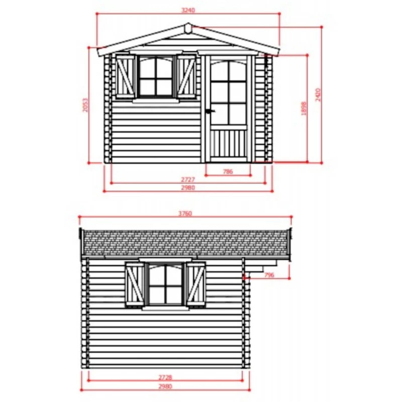 Abri De Jardin 8,88m² En Sapin Blanc FSC 40mm CHAMONIX + Shingles Rouges - SOLID 4 Abri De Jardin 8,88m² En Sapin Blanc FSC 40mm CHAMONIX + Shingles Rouges - SOLID – Image 2