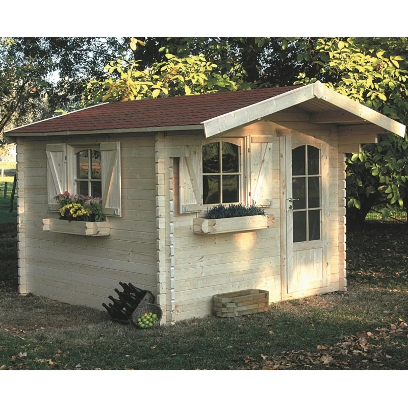 Abri De Jardin 8,88m² En Sapin Blanc FSC 40mm CHAMONIX + Shingles Rouges - SOLID 3 Abri De Jardin 8,88m² En Sapin Blanc FSC 40mm CHAMONIX + Shingles Rouges - SOLID