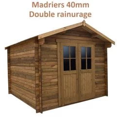 Abri De Jardin 9m² PLUS En Bois 40mm Traité Teinté Marron Gardy Shelter