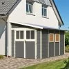 Abri De Jardin Adossé En Bois Gris Terre 8,27m² Bomlitz 4 - Karibu -Abri De Jardin abri de jardin adosse en bois gris terre 827m bomlitz 4 karibu