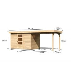 Abri De Jardin En Bois 6,55m² Avec Appentis De 2,80 M Freiburg 4 - Karibu -Abri De Jardin abri de jardin en bois 655m avec appentis de 280 m freiburg 4 karibu 2
