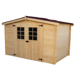 Abri De Jardin En Bois Brut 5,83m² Madriers 20mm - Habrita