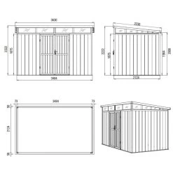 Abri De Jardin En Bois Composite 28mm Anthracite 8,09m² GORDON Skylight - Woodlife Garden -Abri De Jardin abri de jardin en bois composite 28mm anthracite 809m gordon skylight woodlife garden 3