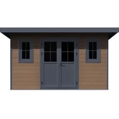 Abri De Jardin En Bois Composite 28mm Aspect Bois 12m² PREMIUM Toit Monopente - Woodlife Garden -Abri De Jardin abri de jardin en bois composite 28mm aspect bois 12m premium toit monopente woodlife garden 1