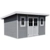 Abri De Jardin En Bois Composite 28mm Gris Clair 12m² PREMIUM Toit Plat - Woodlife Garden -Abri De Jardin abri de jardin en bois composite 28mm gris clair 12m premium toit plat woodlife garden