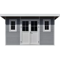 Abri De Jardin En Bois Composite 28mm Gris Clair 12m² PREMIUM Toit Plat - Woodlife Garden -Abri De Jardin abri de jardin en bois composite 28mm gris clair 12m premium toit plat woodlife garden 3
