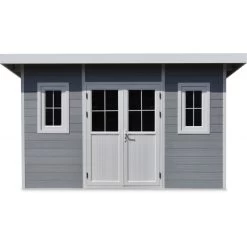 Abri De Jardin En Bois Composite 28mm Gris Clair 14,90m² PREMIUM Toit Plat - Woodlife Garden -Abri De Jardin abri de jardin en bois composite 28mm gris clair 1490m premium toit plat woodlife garden 3