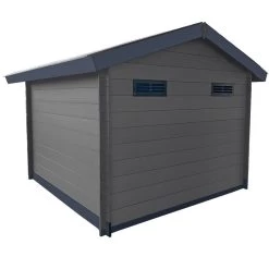 Abri De Jardin En Bois Composite 28mm Gris Foncé 9m² Double Porte Alu Et Double Vitrage - Woodlife Garden -Abri De Jardin abri de jardin en bois composite 28mm gris fonce 9m double porte alu et double vitrage woodlife 3