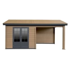 Abri De Jardin En Bois Composite Bois Vieilli 9m² + 9m² Terrasse - Woodlife Garden -Abri De Jardin abri de jardin en bois composite bois vieilli 9m 9m terrasse woodlife 1