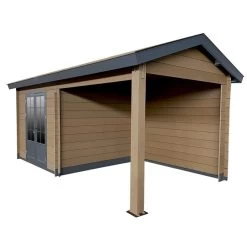 Abri De Jardin En Bois Composite Bois Vieilli 9m² + 9m² Terrasse - Woodlife Garden -Abri De Jardin abri de jardin en bois composite bois vieilli 9m 9m terrasse woodlife 2