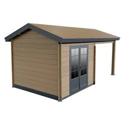 Abri De Jardin En Bois Composite Bois Vieilli 9m² + 9m² Terrasse - Woodlife Garden -Abri De Jardin abri de jardin en bois composite bois vieilli 9m 9m terrasse woodlife 3