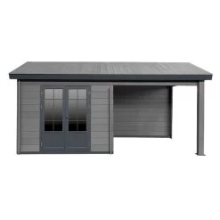 Abri De Jardin En Bois Composite Gris Foncé 9m² + 9m² Terrasse - Woodlife Garden -Abri De Jardin abri de jardin en bois composite gris fonce 9m 9m terrasse woodlife 1