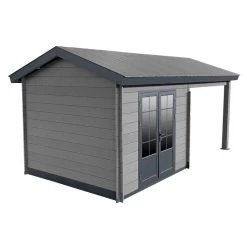 Abri De Jardin En Bois Composite Gris Foncé 9m² + 9m² Terrasse - Woodlife Garden -Abri De Jardin abri de jardin en bois composite gris fonce 9m 9m terrasse woodlife 3