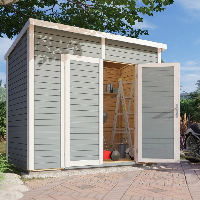 Abri De Jardin En Bois Gris Clair 3,49m² Skur 2 + Plancher – Baltic 3 Abri De Jardin En Bois Gris Clair 3,49m² Skur 2 + Plancher – Baltic