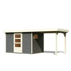 Abri De Jardin En Bois Gris Terre 6,55m² Avec Appentis De 2,40 M Freiburg 4 - Karibu -Abri De Jardin abri de jardin en bois gris terre 655m avec appentis de 240 m freiburg 4 karibu 2