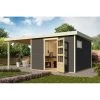 Abri De Jardin En Bois Gris Terre 9,24m² Freiburg 6 Avec Appentis De 2,40 M - Karibu -Abri De Jardin abri de jardin en bois gris terre 924m freiburg 6 avec appentis de 240 m karibu