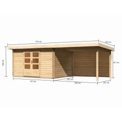 Abri De Jardin En Bois Massif 10,60m² Bastrup 7 Avec Appentis 300cm Et Paroi Arrière – Karibu -Abri De Jardin abri de jardin en bois massif 1060m bastrup 7 avec appentis 300cm et paroi arriere woodfeeling 1