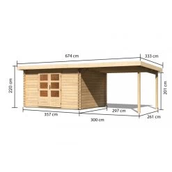Abri De Jardin En Bois Massif 10,60m² Bastrup 7 Avec Appentis 300cm – Karibu -Abri De Jardin abri de jardin en bois massif 1060m bastrup 7 avec appentis 300cm woodfeeling 1