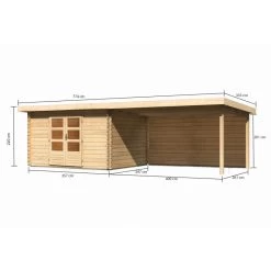 Abri De Jardin En Bois Massif 10,60m² Bastrup 7 Avec Appentis 400cm Et Paroi Arrière – Karibu -Abri De Jardin abri de jardin en bois massif 1060m bastrup 7 avec appentis 400cm et paroi arriere woodfeeling 1