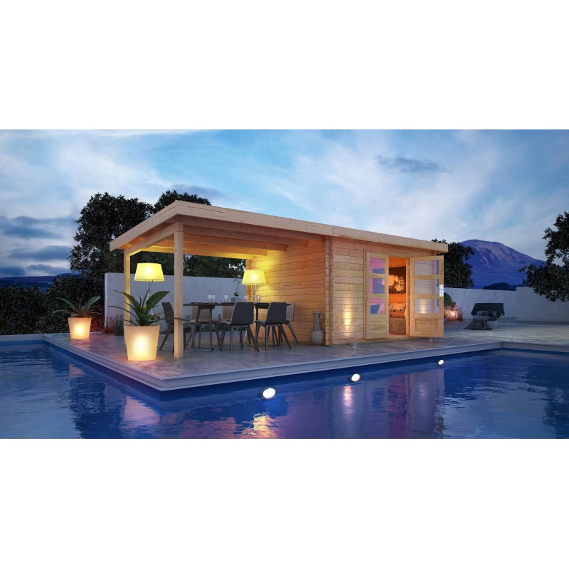 Abri De Jardin En Bois Massif 10,60m² Bastrup 7 Avec Appentis 400cm – Karibu 5 Abri De Jardin En Bois Massif 10,60m² Bastrup 7 Avec Appentis 400cm – Karibu – Image 3