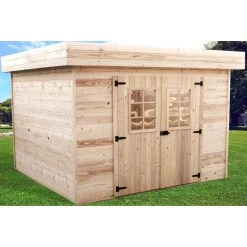 Abri De Jardin En Bois Massif 11,36m² Monopente – Madriers 28mm – Toiture En Bac Acier – Habrita -Abri De Jardin abri de jardin en bois massif 1136m monopente madriers 28mm toiture en bac acier habrita 1