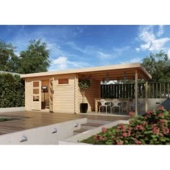 Abri De Jardin En Bois Massif 11,49m² Bastrup 8 Avec Appentis 300cm – Karibu -Abri De Jardin abri de jardin en bois massif 1149m bastrup 8 avec appentis 300cm woodfeeling 2