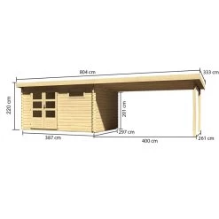 Abri De Jardin En Bois Massif 11,49m² Bastrup 8 Avec Appentis 400cm – Karibu -Abri De Jardin abri de jardin en bois massif 1149m bastrup 8 avec appentis 400cm woodfeeling 1