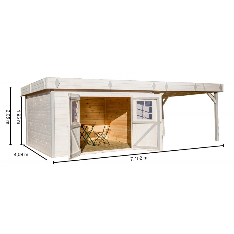 Abri De Jardin En Bois Massif 29,04m² Avec Terrasse – Madriers 28mm – Toiture En Bac Acier – Habrita 4 Abri De Jardin En Bois Massif 29,04m² Avec Terrasse – Madriers 28mm – Toiture En Bac Acier – Habrita – Image 2