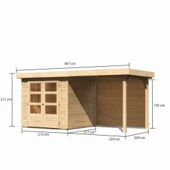Abri De Jardin En Bois Massif 4,62m² Askola 2 Avec Appentis 240cm Et Paroi Arrière – Karibu 9 Abri De Jardin En Bois Massif 4,62m² Askola 2 Avec Appentis 240cm Et Paroi Arrière – Karibu -Abri De Jardin abri de jardin en bois massif 462m askola 2 avec appentis 240cm et paroi arriere woodfeeling 1