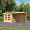 Abri De Jardin En Bois Massif 4,62m² Askola 2 Avec Appentis 240cm Et Paroi Arrière – Karibu -Abri De Jardin abri de jardin en bois massif 462m askola 2 avec appentis 240cm et paroi arriere woodfeeling