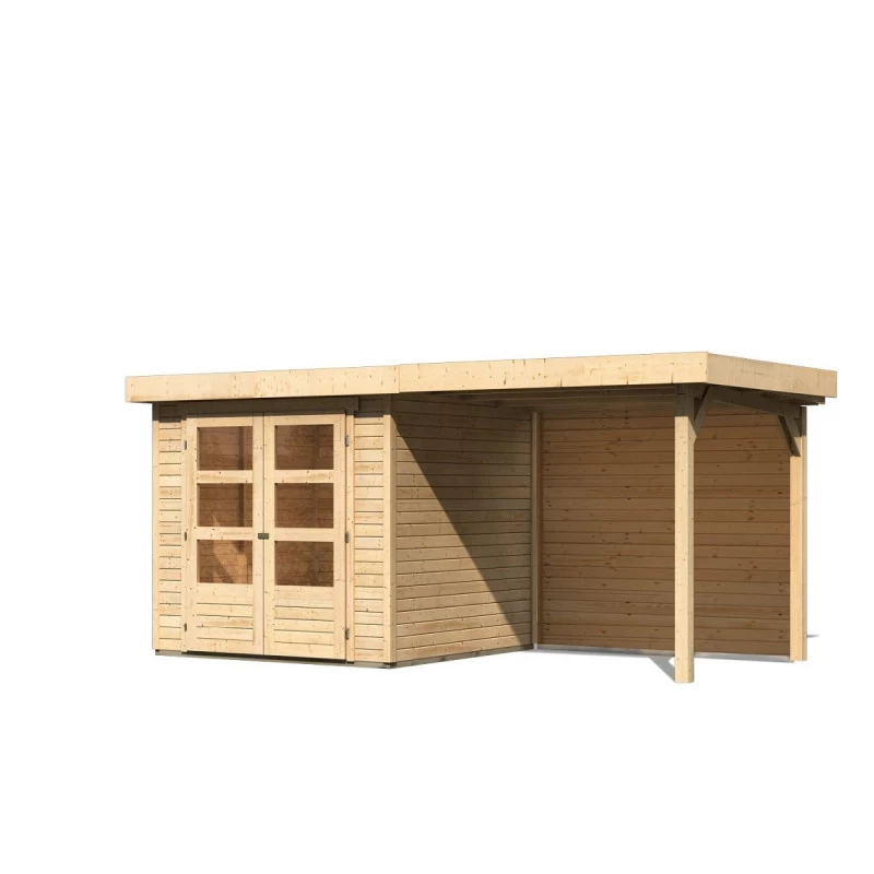 Abri De Jardin En Bois Massif 4,62m² Askola 2 Avec Appentis 240cm Et Paroi Arrière – Karibu 5 Abri De Jardin En Bois Massif 4,62m² Askola 2 Avec Appentis 240cm Et Paroi Arrière – Karibu – Image 3