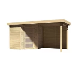 Abri De Jardin En Bois Massif 4,62m² Schwandorf 3 Avec Appentis 240cm Et Paroi Arrière – Karibu -Abri De Jardin abri de jardin en bois massif 462m schwandorf 3 avec appentis 240cm et paroi arriere woodfeeling 2